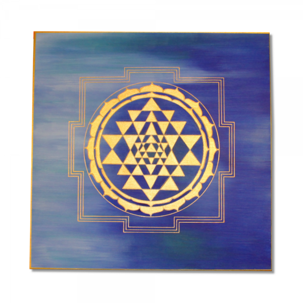 Sri Yantra "Yantra Gold" with 24ct gold leaf - energy picture hand painted from 19,69" x 19,69"